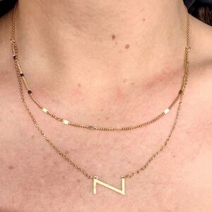 Double Layer Gold Initial Necklace "Z"